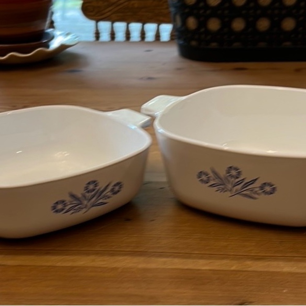 2 Vintage Corning Ware Blue Cornflower Dishes P-11/2-B and P-1-B - NO LIDS